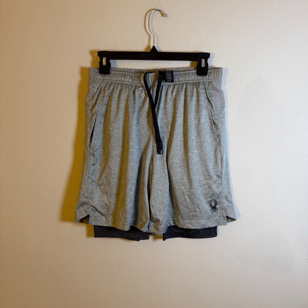 Spyder Active ProWeb Mens Grey 2-in-1 Athletic Training Shorts Size Small S/P